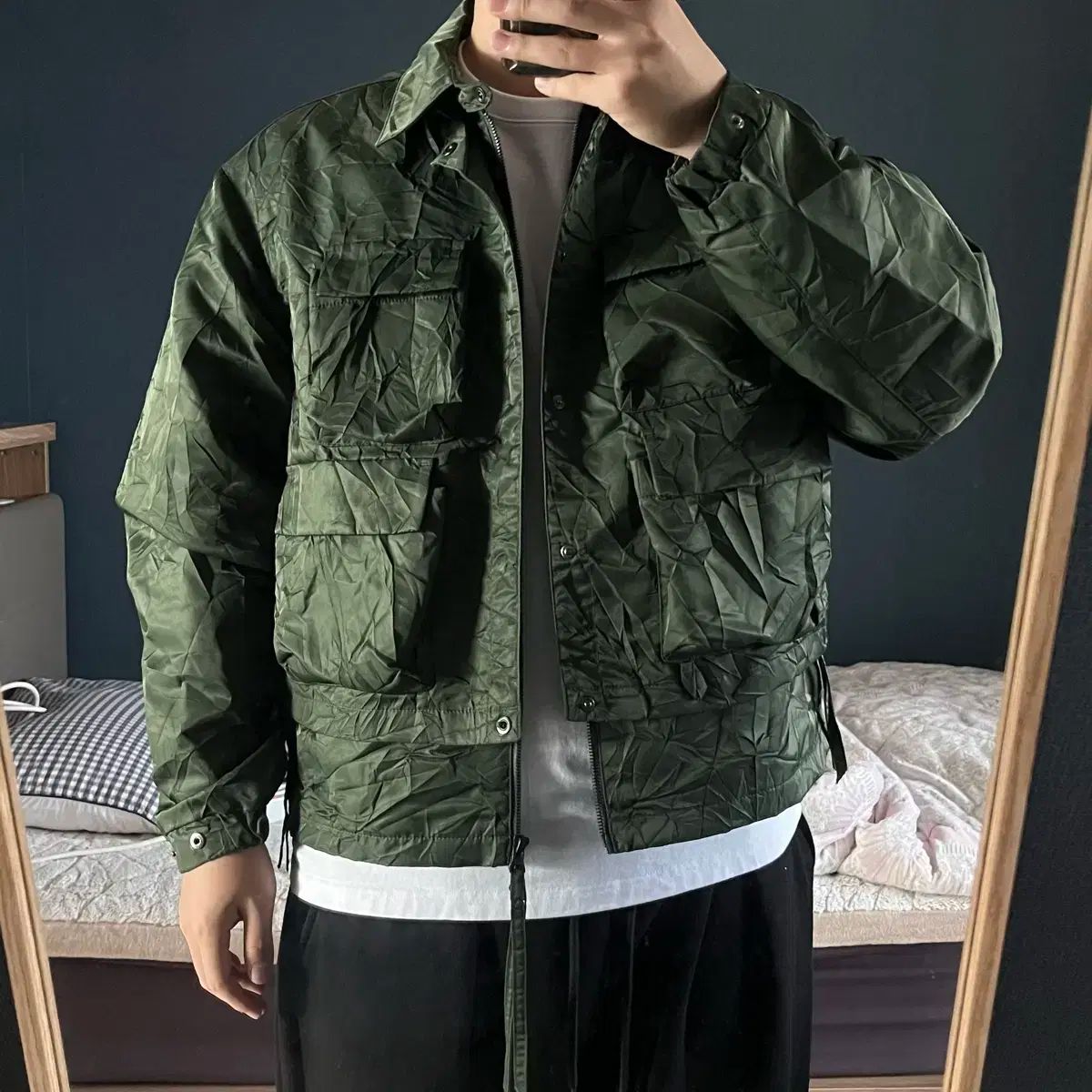 新品 UNAFFECTED 安い レイヤード Fisherman ジャンパー モスグリーン