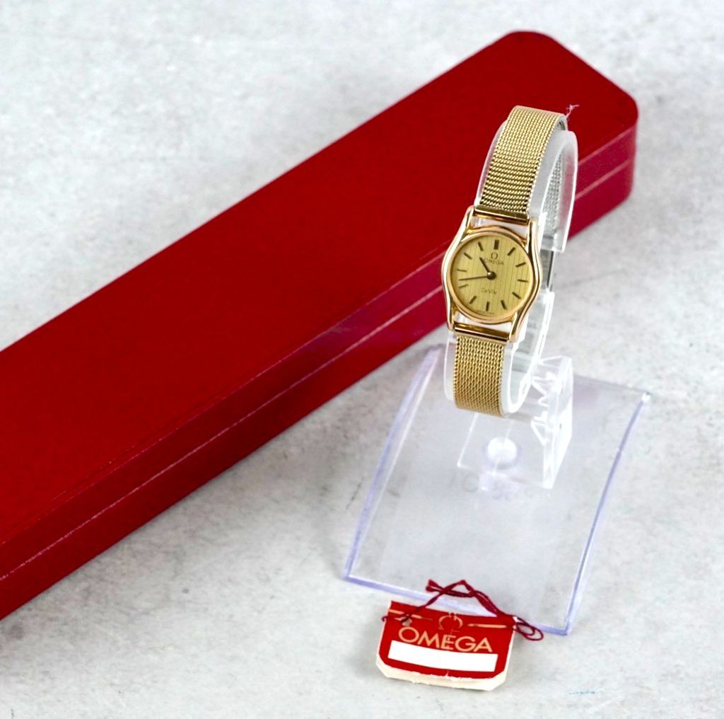 OMEGA オメガ De Ville デヴィル 腕時計 レディース クォーツ ゴールド メッシュベルト ブレスレットウォッチ ヴィンテージ antique アンティーク 稼働品 アナログ 2針 ラウンド 70 s 80