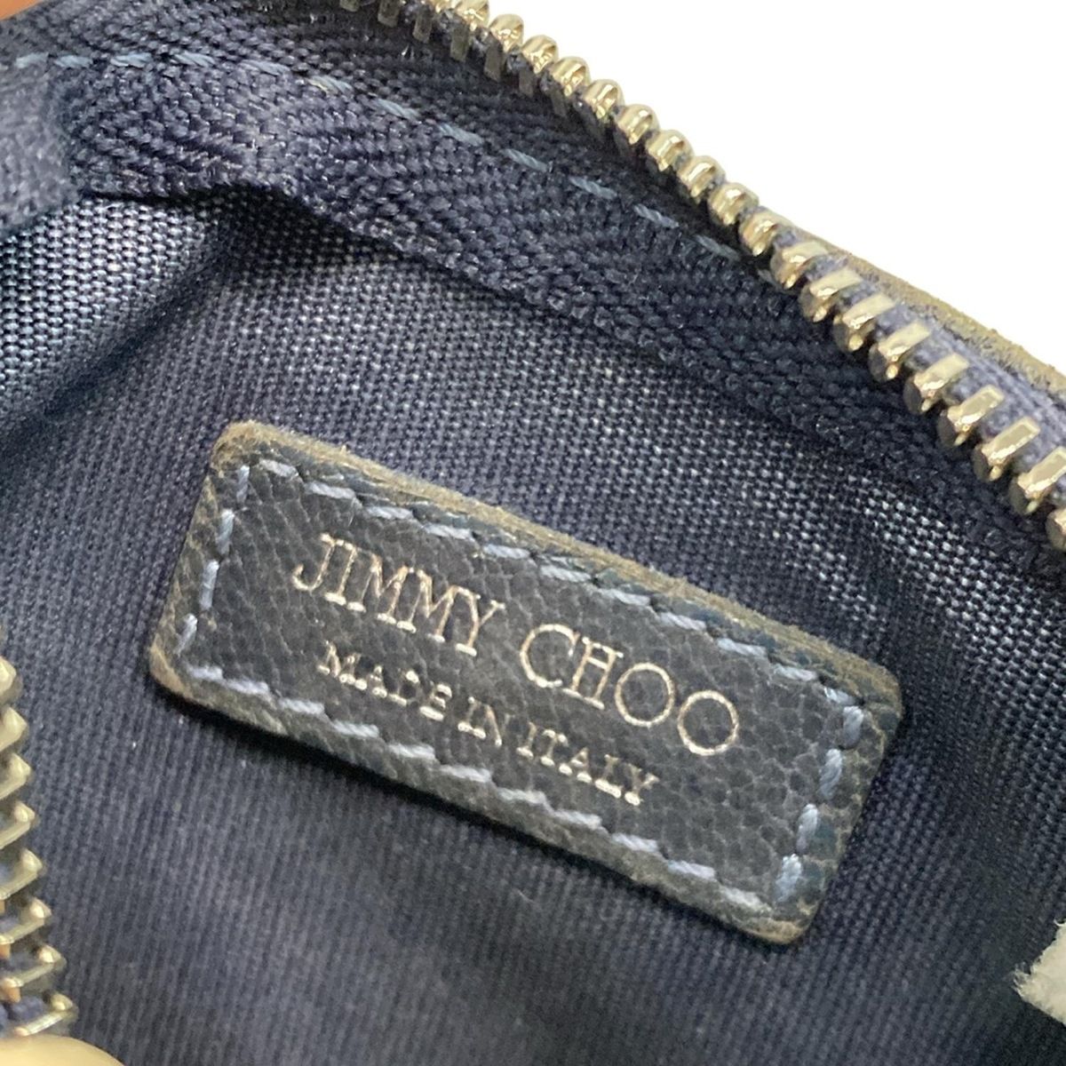  JIMMY CHOO ジミーチュウ コインケース ネイビー スター 星 スタッズ キーリング付き レザー その他 折り財布