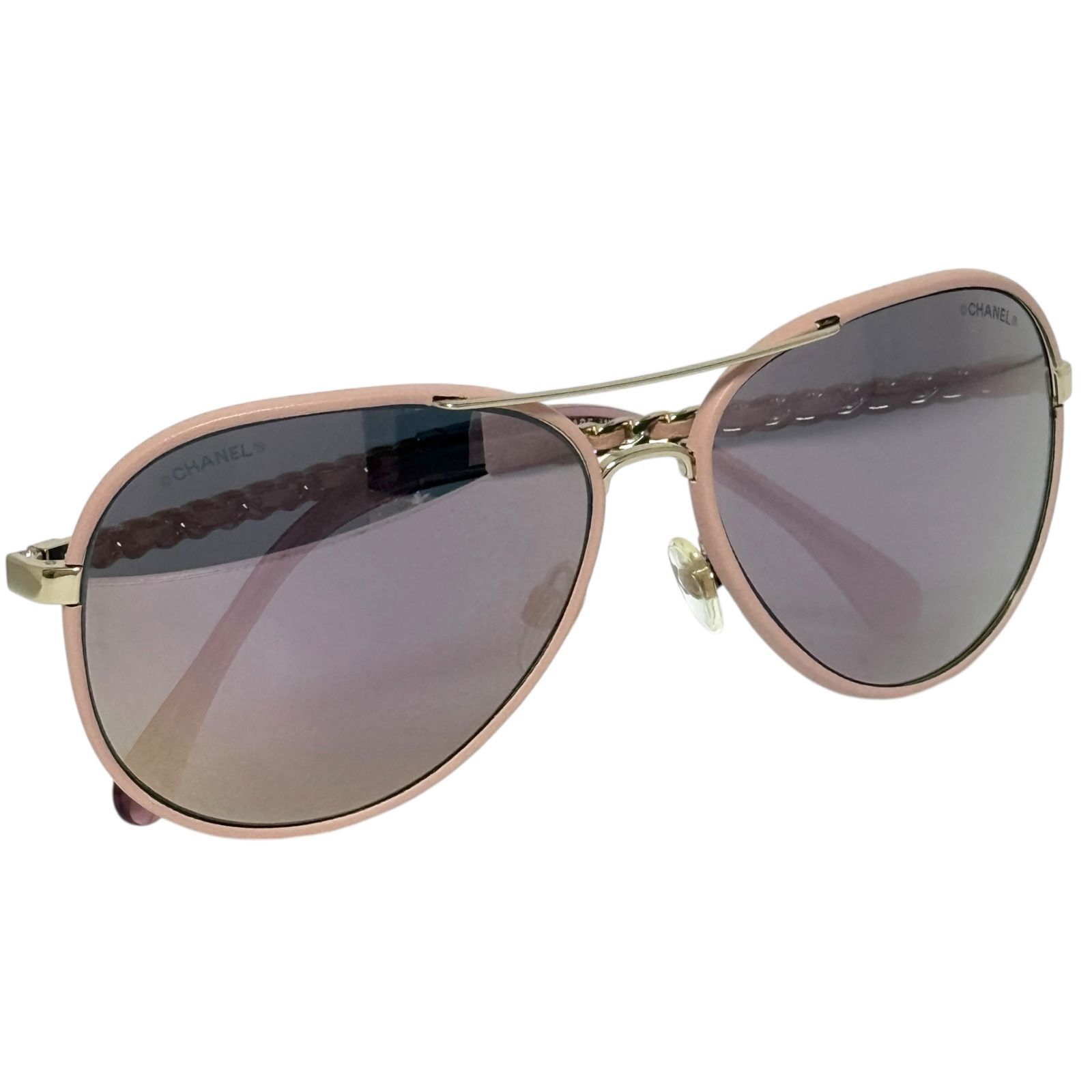 シャネル レディース サングラス ティアドロップ ピンク ココマーク 編み込み