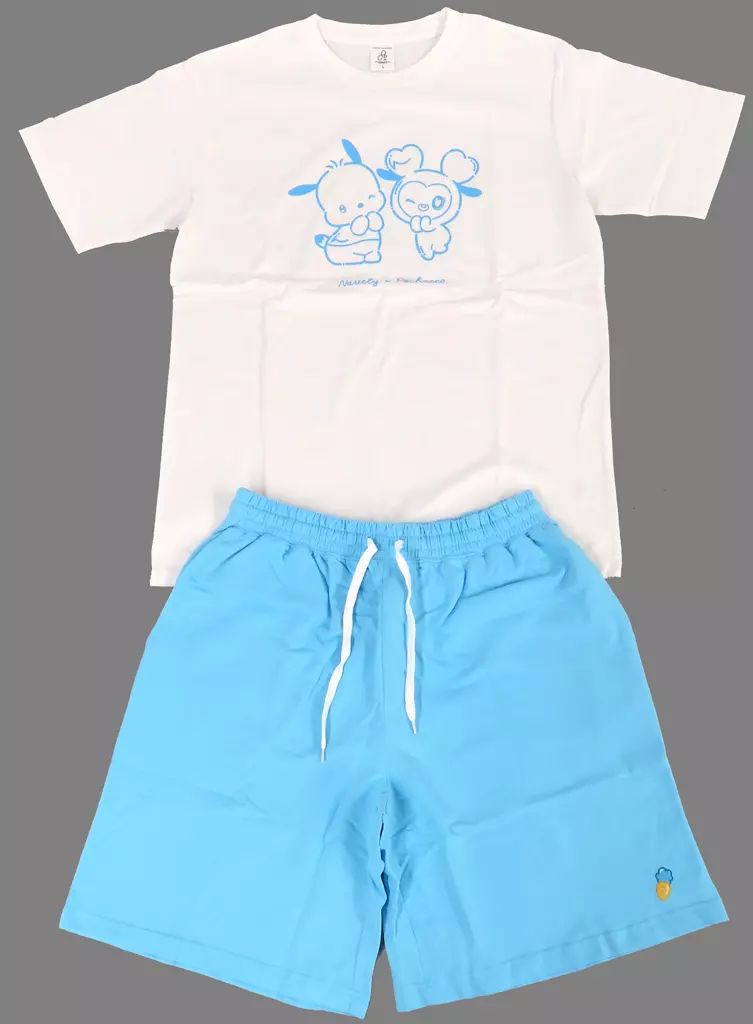 衣料雑貨 ナヨン セットアップ NAVELY×ポチャッコ ホワイト×ライトブルー Lサイズ TWICE LOVELYS×SANRIO CHARACTERS