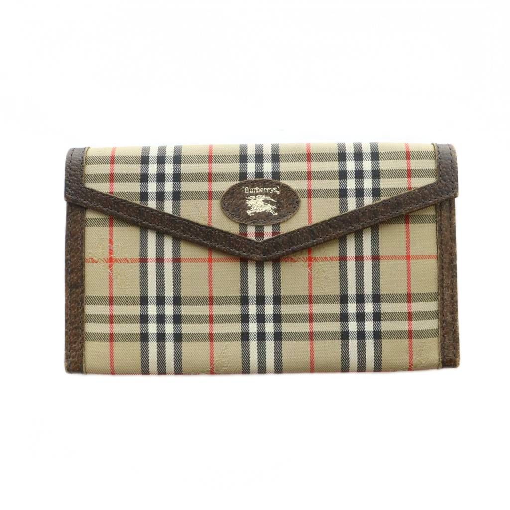 BURBERRY 人気 レザー 長財布 ノバチェック ブラウン 未使用BURBERRY