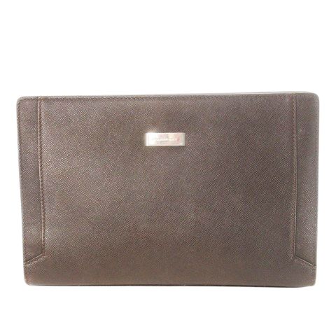 バーバリー セカンドバッグ クラッチバッグ レザー 革 ロゴプレート ストラップ収納 茶 ブラウン CK 6 GY 04