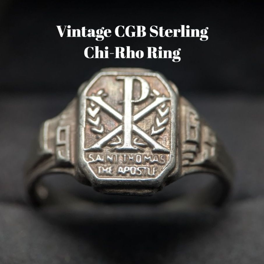 1950 s LGB 925 レリジャスリング 25号 8 g Chi-Rho 聖トマス使徒 シルバー バルフォア