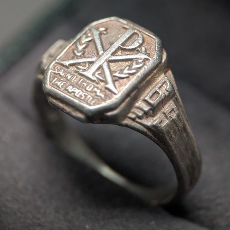 1950 s LGB 925 レリジャスリング 25号 8 g Chi Rho 聖トマス使徒 シルバー バルフォア