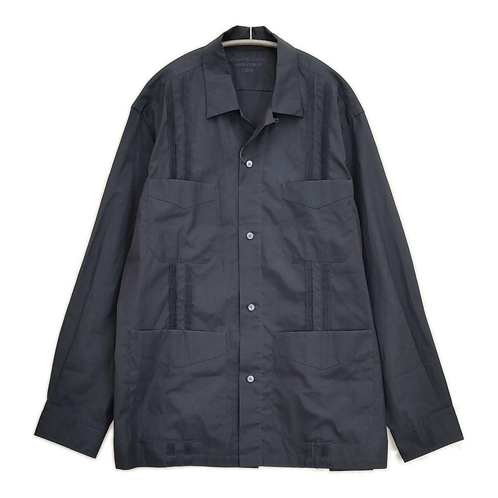 YLEVE COTTON TYPEWRITER CUBAN SH コットン キューバシャツ 定価47300円 サイズ4 長袖シャツ 24SS ネイビー メンズ イレーヴ【中古】5-1115M♪ YLEVE COTTON TYPEWRITER CUBAN SH コットン キューバシャツ 定価47300