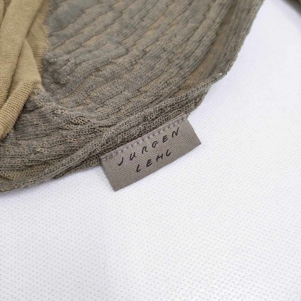 JURGEN LEHL リンクス編み ウールコットン ストール ベージュ カーキ