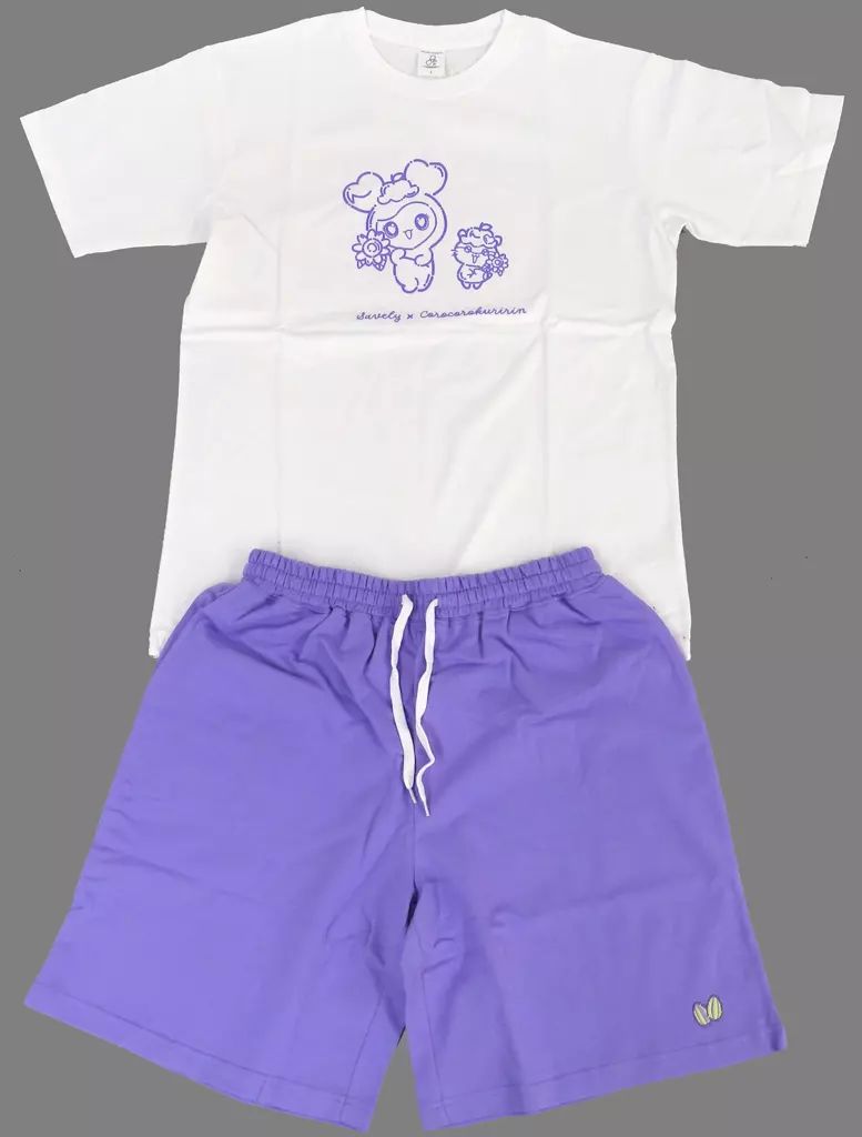衣料雑貨 サナ セットアップ SAVELY×コロコロクリリン ホワイト×パープル Lサイズ TWICE LOVELYS×SANRIO CHARACTERS