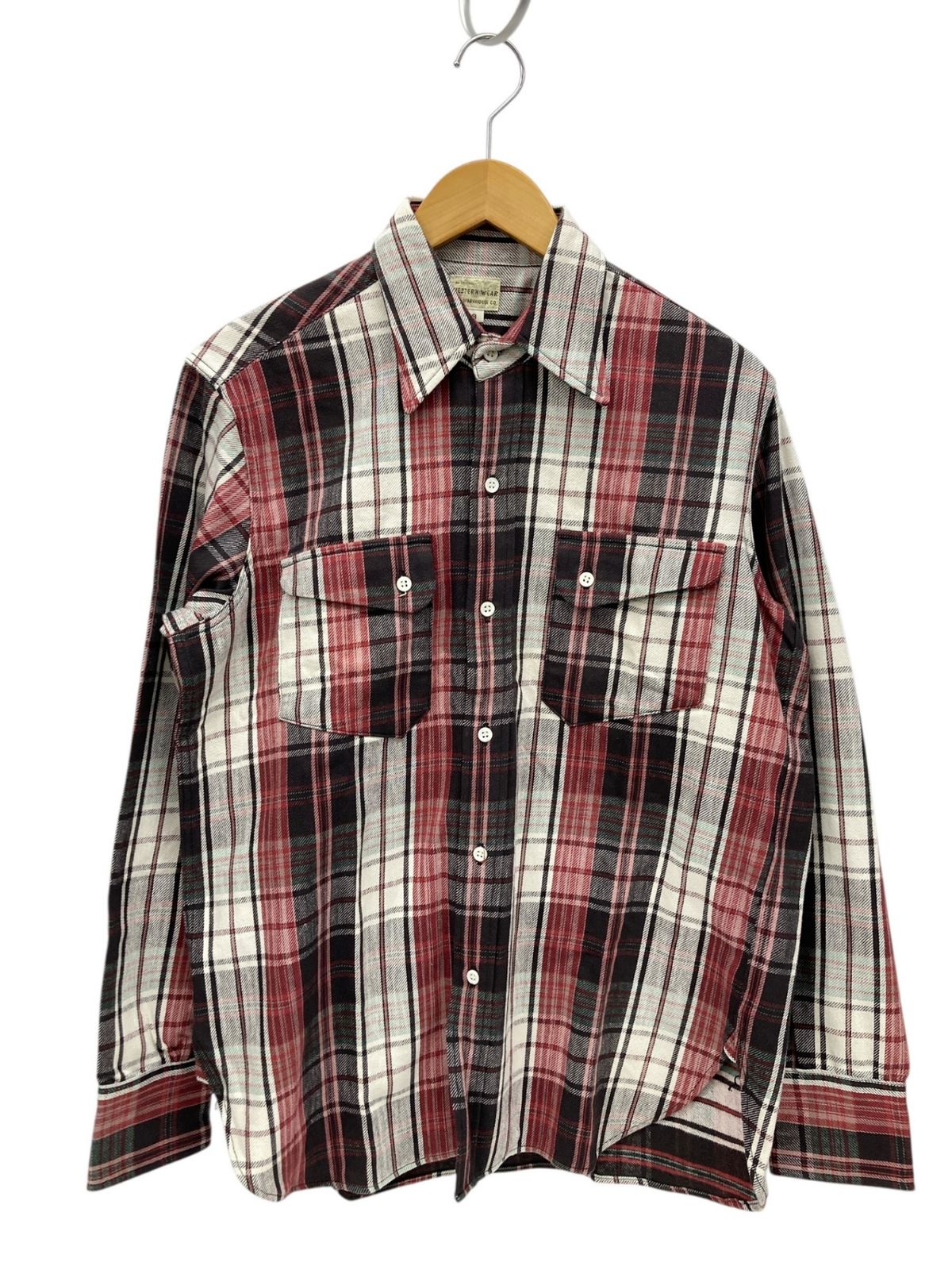 ウェアハウス 長袖シャツ ヘビーネルシャツ チェック柄 38 レッド×ホワイト メンズ 028