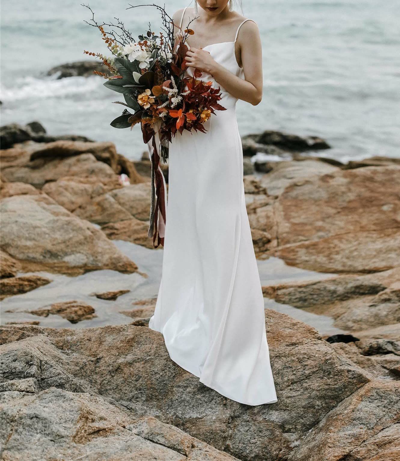  Fiveen 前撮り ドレス ワンピース ウェディングドレス シンプル スレンダー ノースリーブ 白 結婚式 二次会セルフ後撮り L その他 フェイスケア