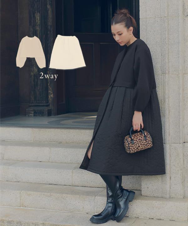  神戸レタス 2 way ロングコート キルティングコート ショート丈 レディース アウター ジャケット コート K 1312 M ブラック その他 フェイスケア