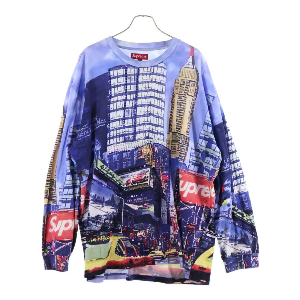 Supreme / 25SS/Skyline Sequin L/S Top/長袖Tシャツ/S/コットン/BLK SUPREME (シュプリーム) 25SS Skyline Sequin L/S Tee スカイライン