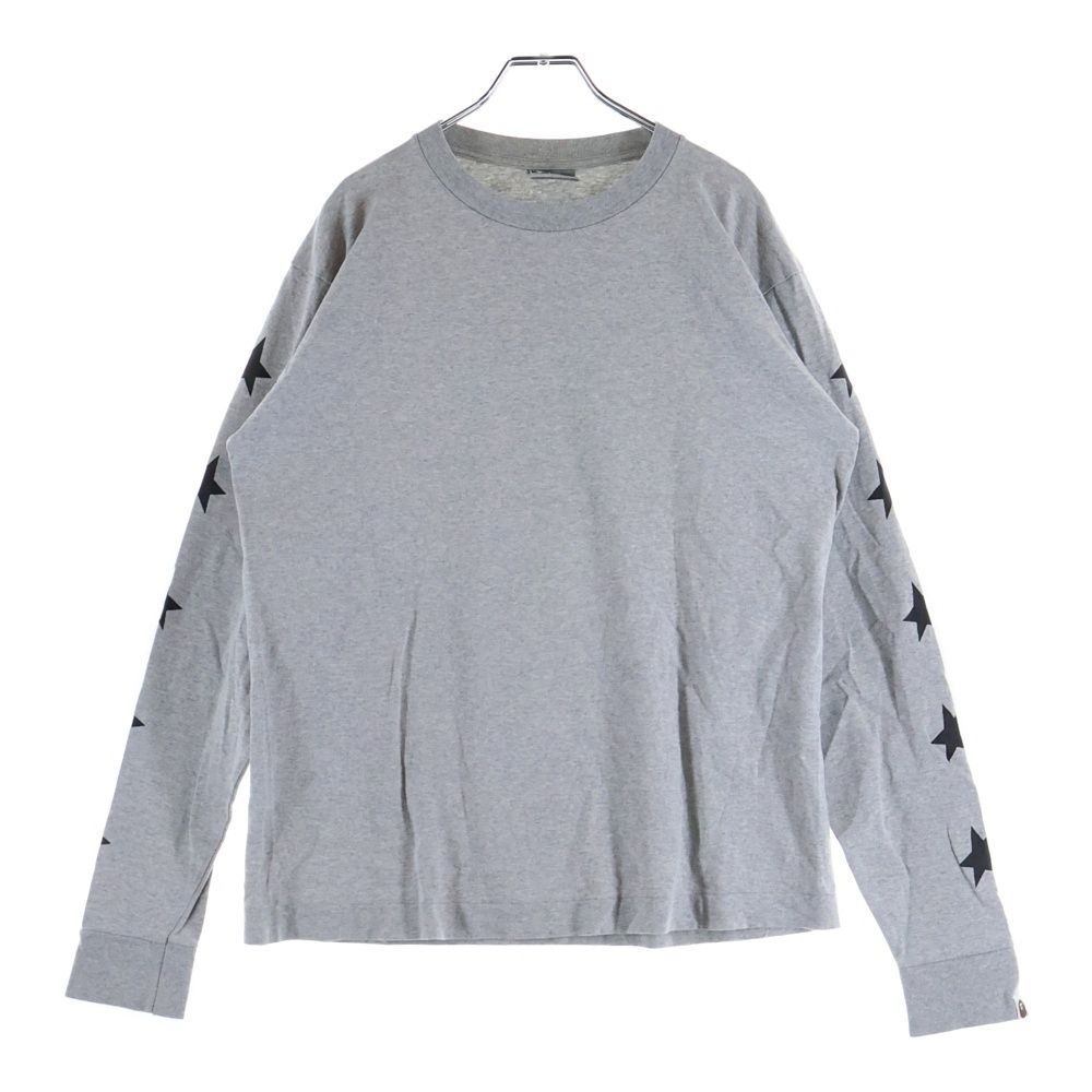 品質保証，定番人気 A BATHING APE (アベイシングエイプ) スターロゴプリント ロングスリーブ 長袖Tシャツ カットソー グレー 七分・長袖カットソー