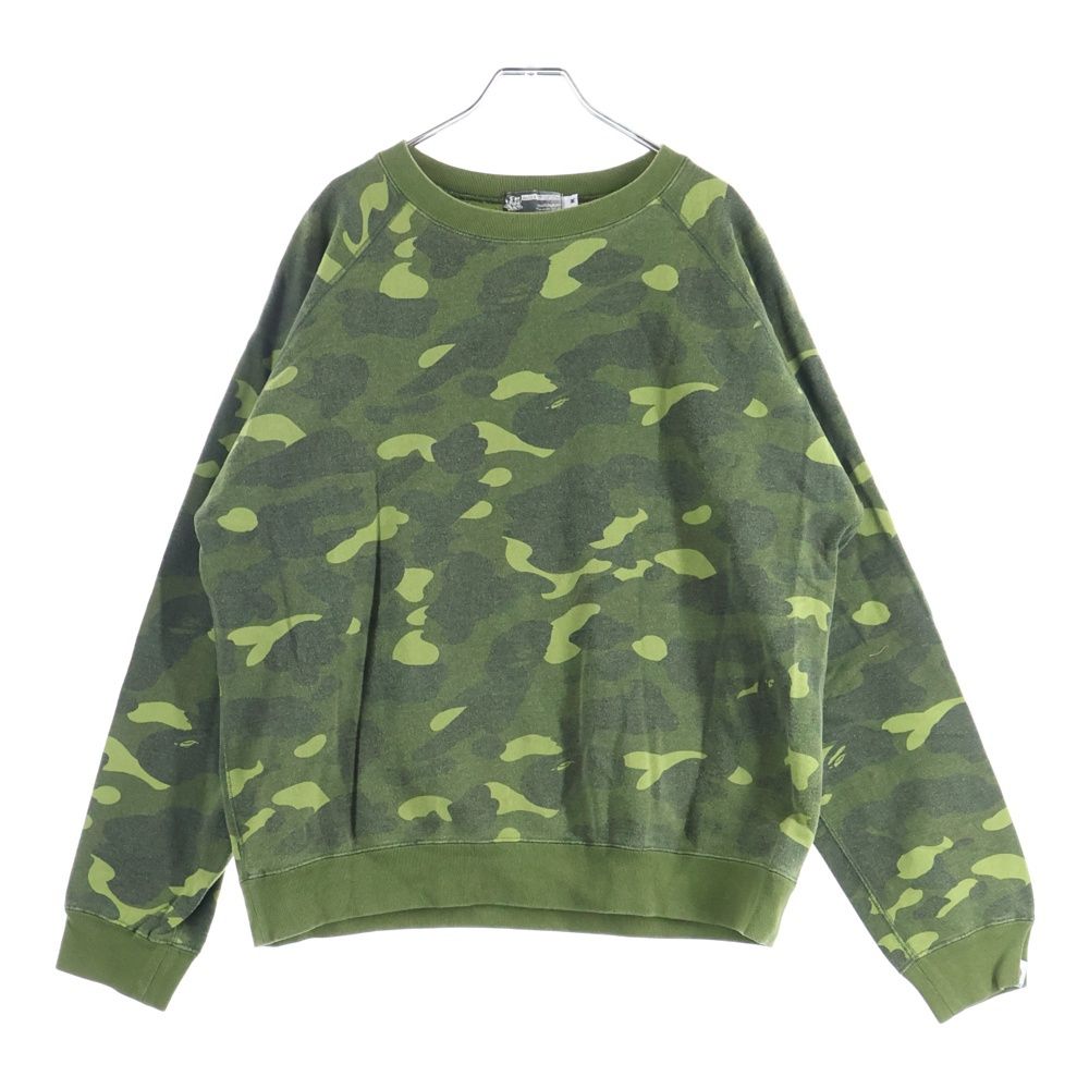 A BATHING APE (アベイシングエイプ) 猿顔ロゴデザイン カモ柄 クルー