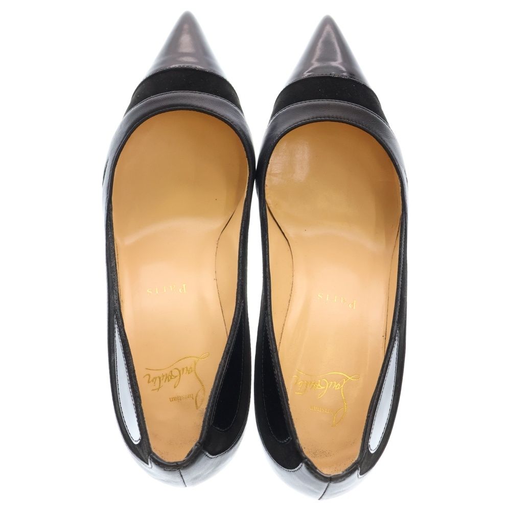  CHRISTIAN LOUBOUTIN クリスチャンルブタン パテント コンビレザー ポインテッドトゥ ヒール パンプス シューズ ブラック レディース その他 靴