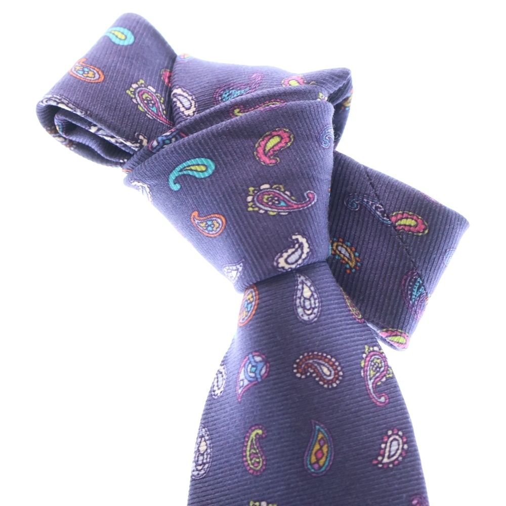 ETRO (エトロ) 総柄 勾玉模様 シルク ネクタイ パープル - メルカリ