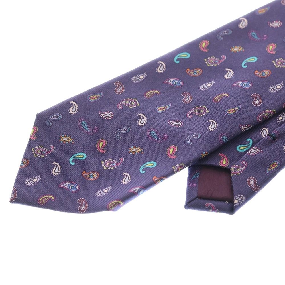 ETRO (エトロ) 総柄 勾玉模様 シルク ネクタイ パープル - メルカリ