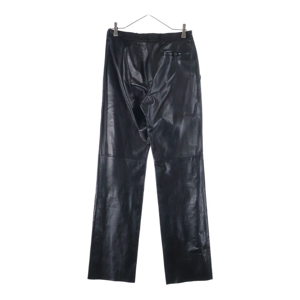 PRADA (プラダ) レザー ストレートパンツ ブラック - メルカリ
