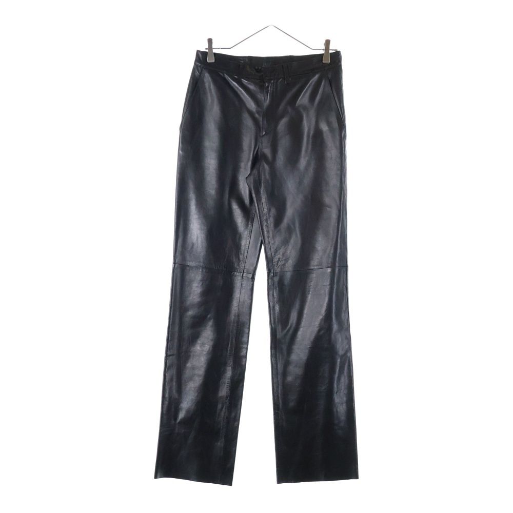 PRADA (プラダ) レザー ストレートパンツ ブラック - メルカリ