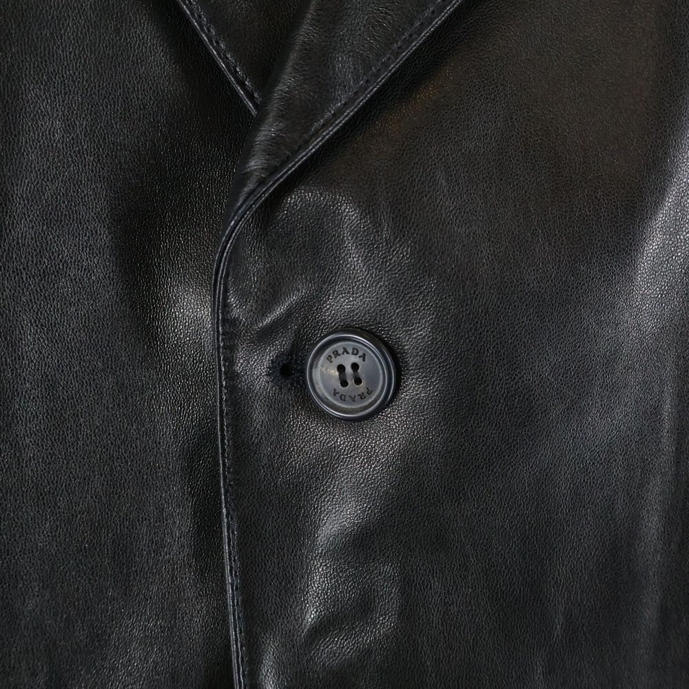 PRADA (プラダ) 3B レザー シングルテーラードジャケット ブラック