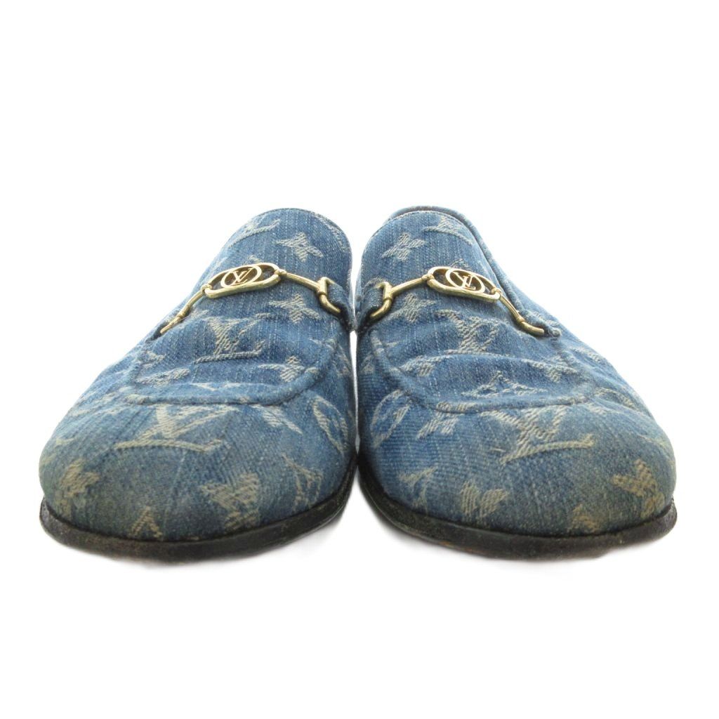 ルイヴィトン LOUIS VUITTON 18 SS LV クラブライン ホースビット ローファー モノグラム デニム ゴールド金具 6 5 M インディゴ JS MNK 2