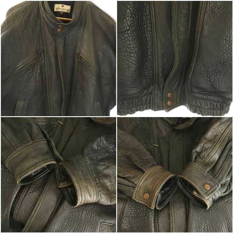 ニナリッチ NINA RICCI レザージャケット 革ジャン 型押し シープ