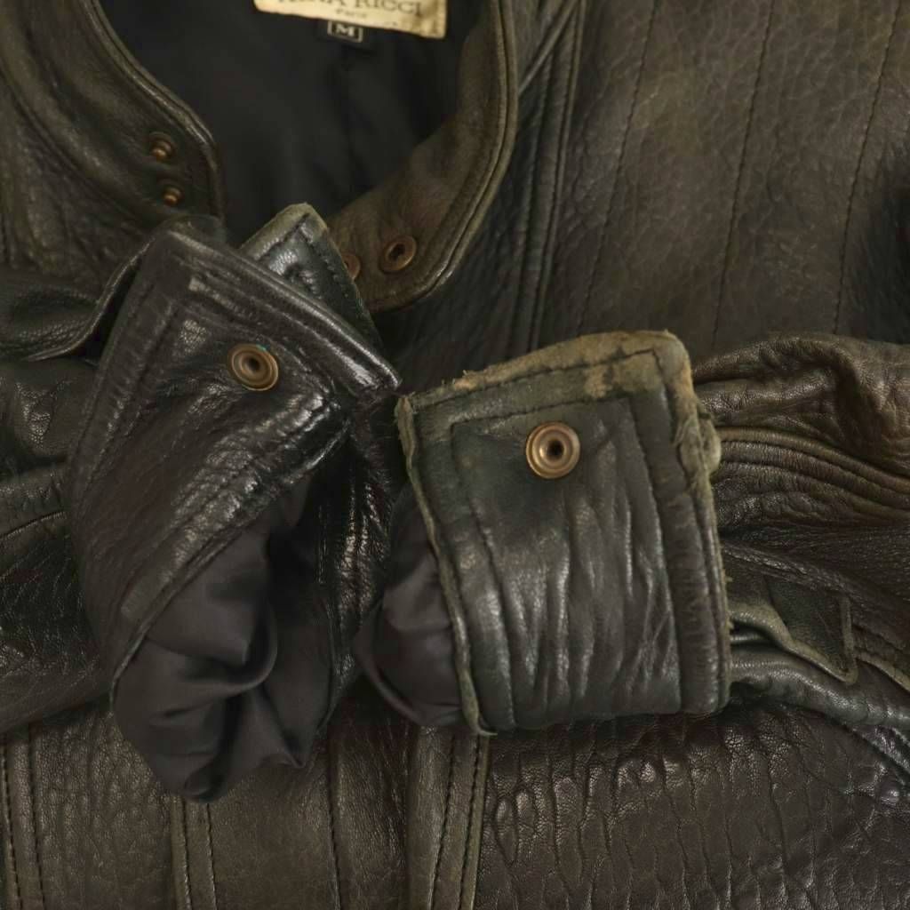 ニナリッチ NINA RICCI レザージャケット 革ジャン 型押し シープ