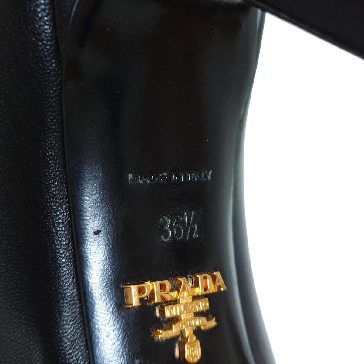  PRADA プラダ パンプス 36 1 2 レディース - 黒 アウトソール張替済 レザー ハイヒール パンプス パンプス