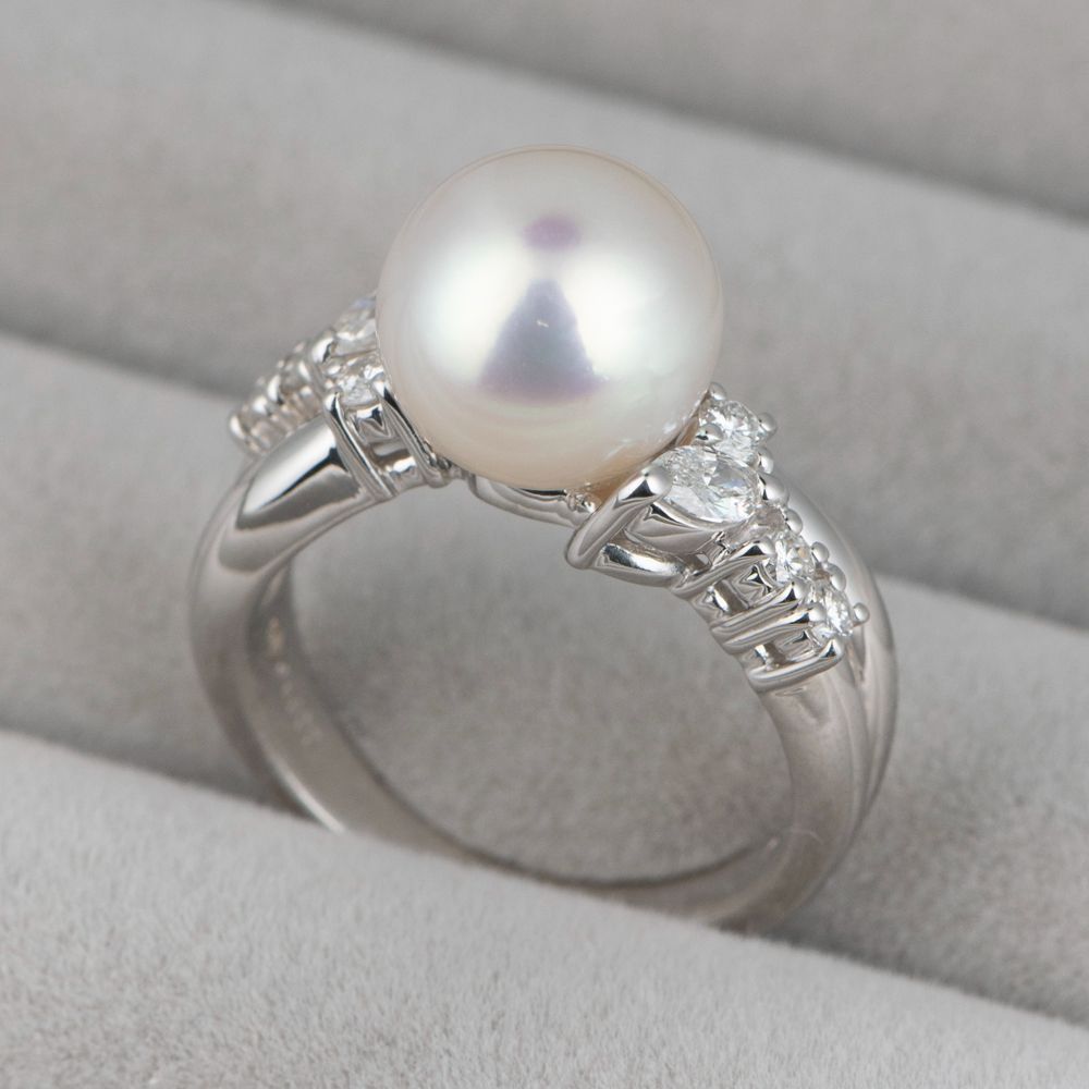JW】田崎/TASAKI 高級 アコヤ真珠 9.2mm ダイヤ プラチナ リング 指輪