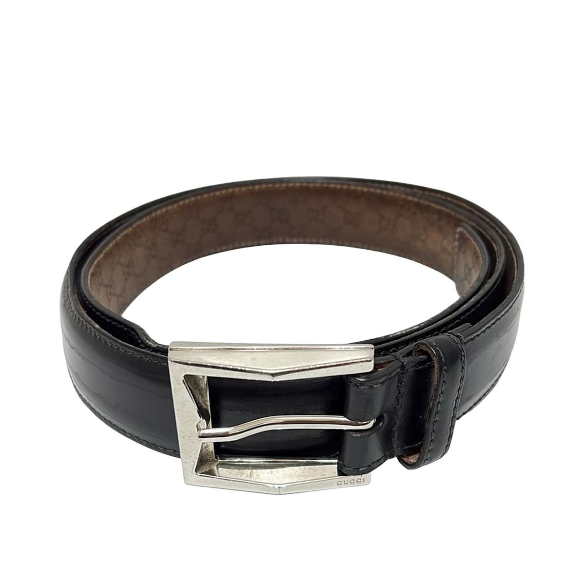 美品 GUCCI グッチ イカリ アンカー ベルトサイズ90•36 GUCCI(グッチ) ベルト 90/36 - 黒×シルバー レザー - メルカリ