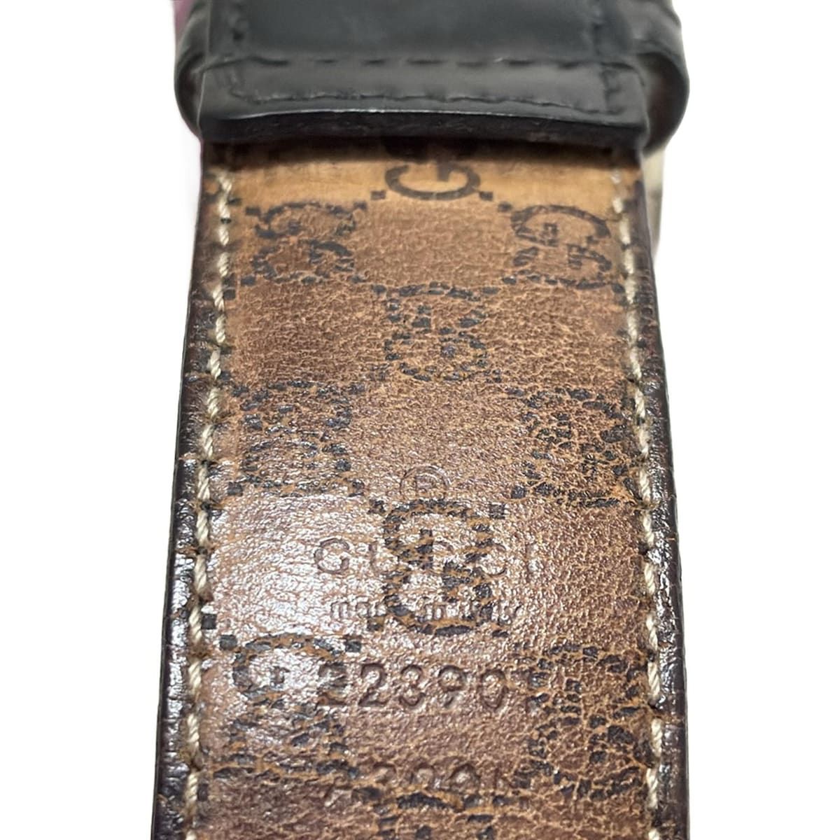 GUCCI(グッチ) ベルト 90/36 - 黒×シルバー レザー - メルカリ