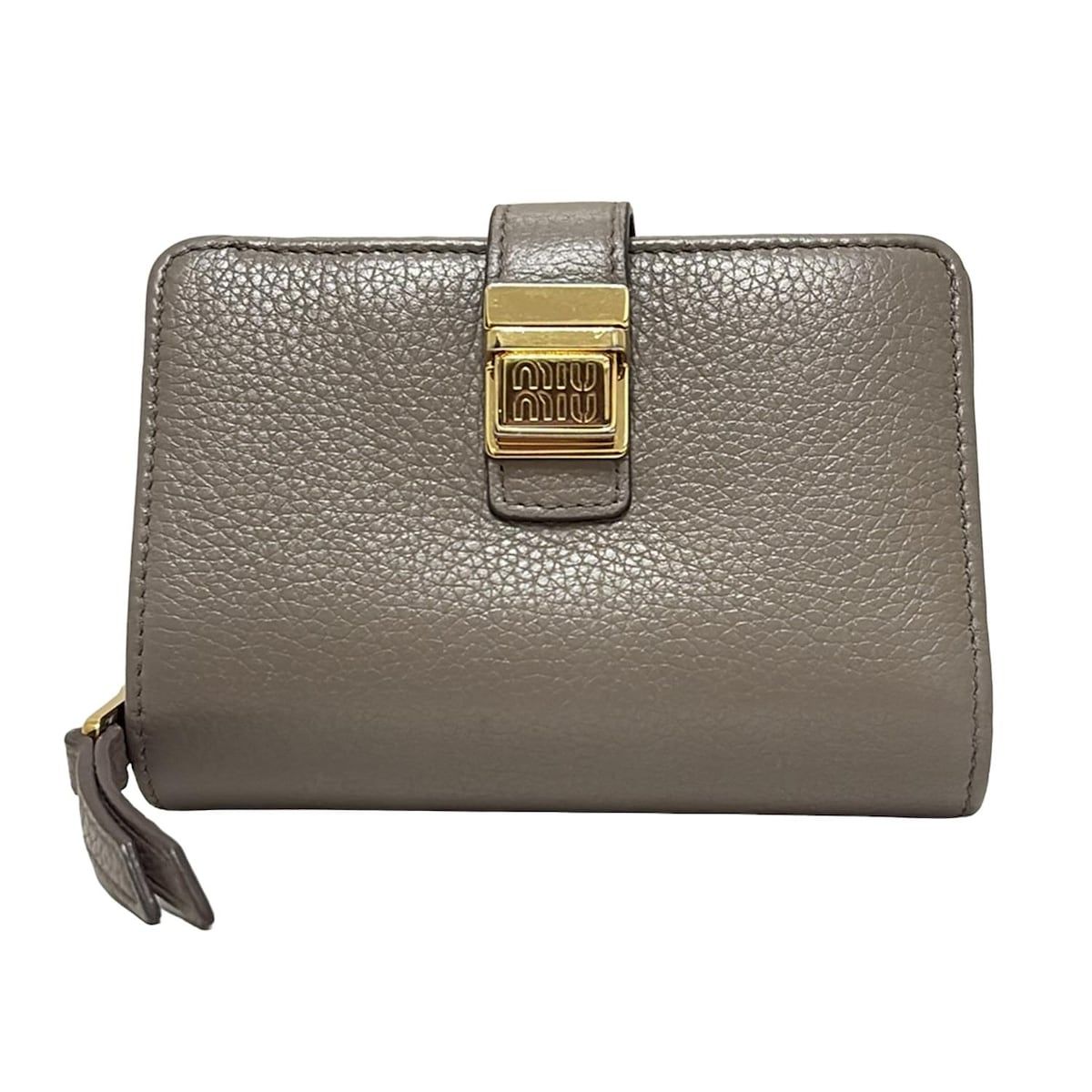 miumiu(ミュウミュウ) 2つ折り財布 - グレーベージュ ラウンド