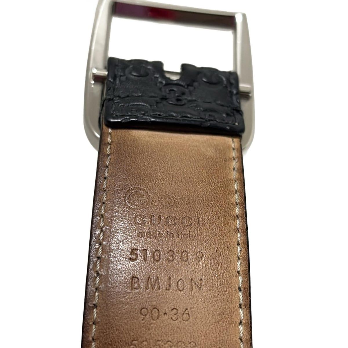 GUCCI(グッチ) ベルト 90/36 - 510309 黒×シルバー レザー - メルカリ
