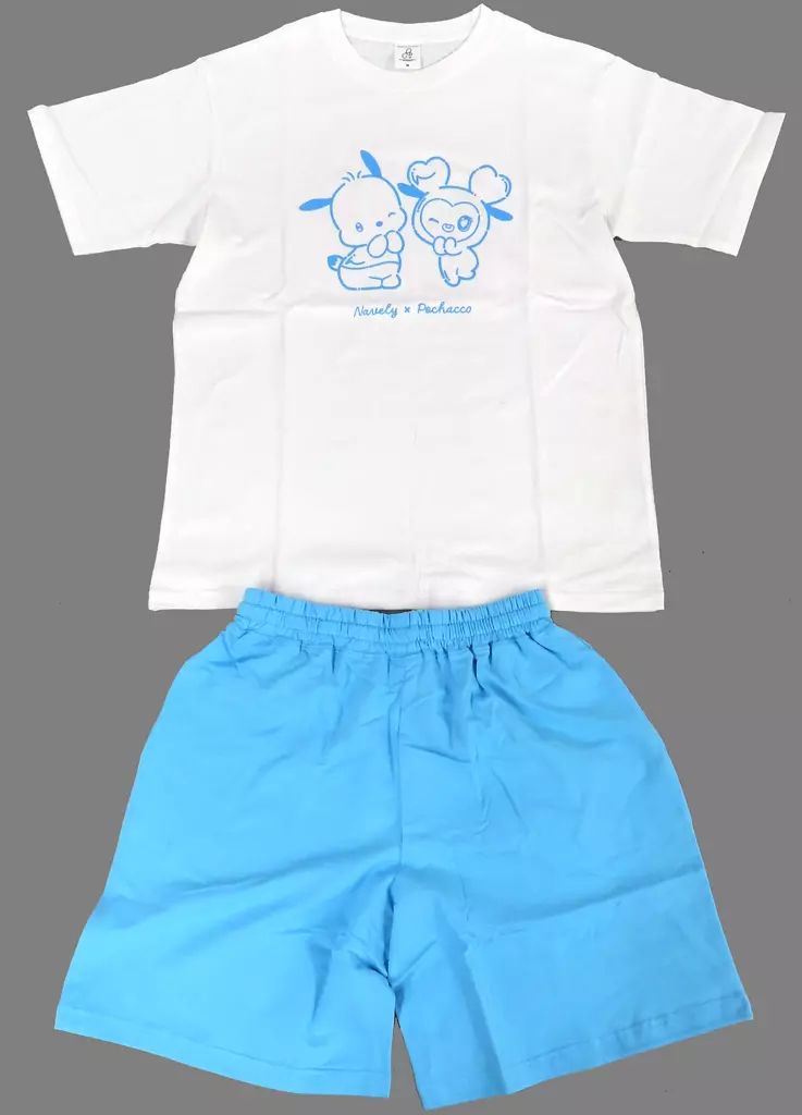 衣料雑貨 ナヨン セットアップ NAVELY×ポチャッコ ホワイト×ライトブルー Mサイズ TWICE LOVELYS×SANRIO CHARACTERS