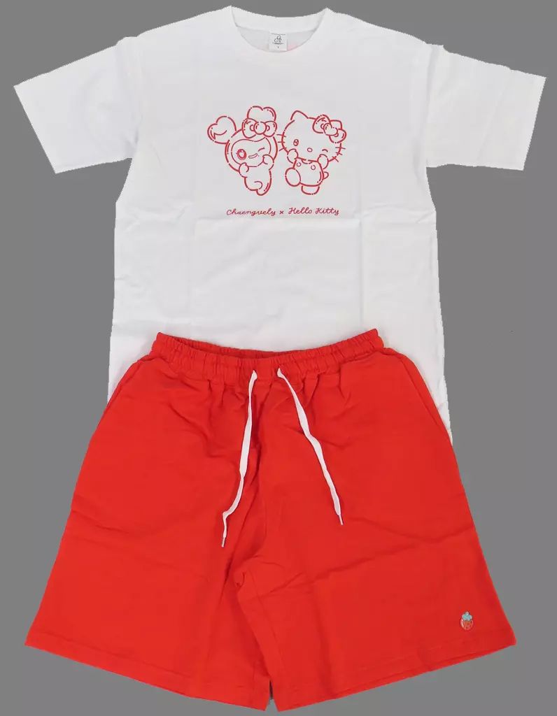衣料雑貨 チェヨン セットアップ CHAENGVELY×ハローキティ ホワイト×レッド Lサイズ TWICE LOVELYS×SANRIO CHARACTERS