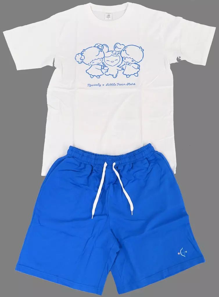衣料雑貨 ツウィ セットアップ TZUVELY×リトルツインスターズ ホワイト×ブルー Lサイズ TWICE LOVELYS×SANRIO CHARACTERS