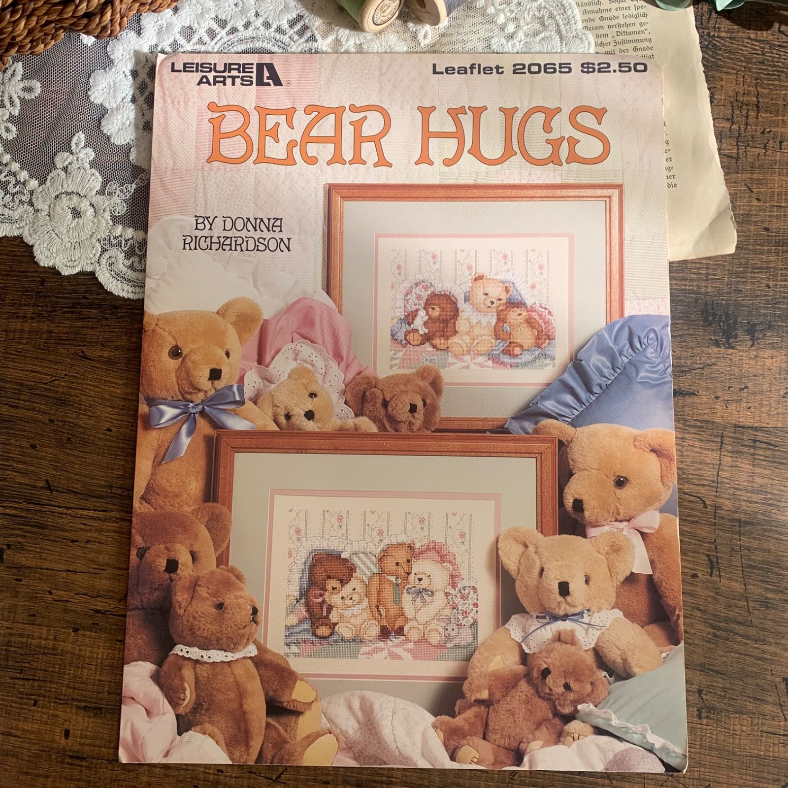 ヴィンテージ 洋書 テディベア 刺繍リーフレット 4枚セット クロス