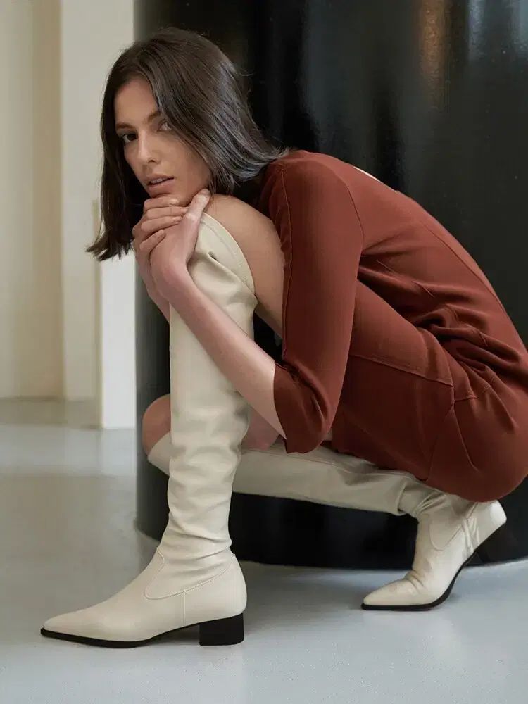 ムードナイト ニーハイ ブーツ アイボリー 240