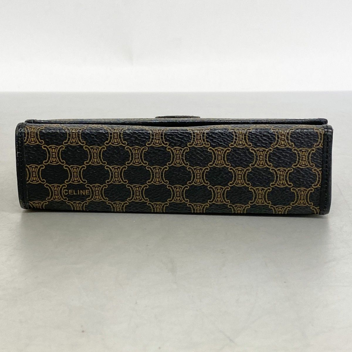5oe5460】セリーヌ ポーチ マカダム PVC ブラック ゴールド金具【中古