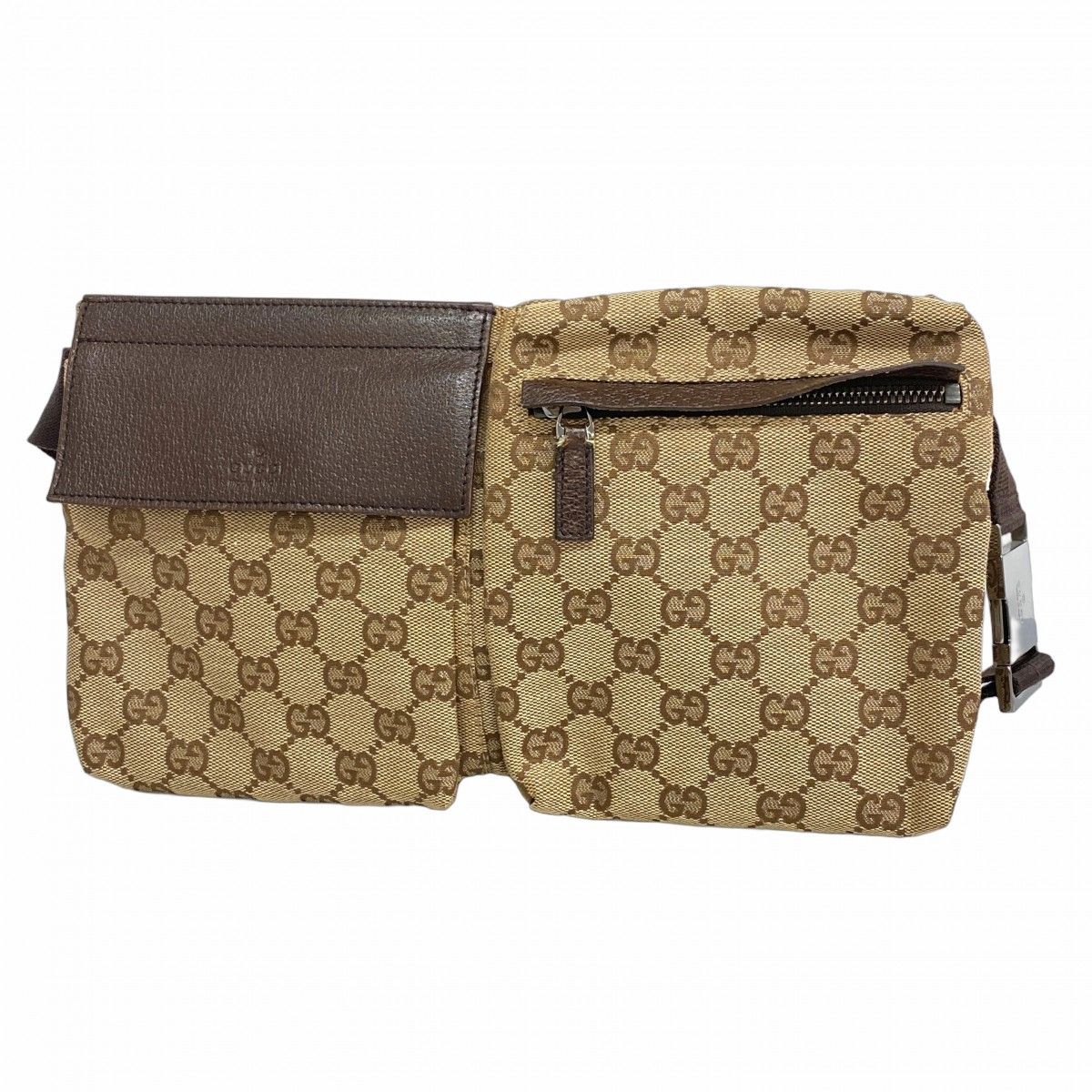 5 oe 5636 h グッチ ウエストバッグ GGキャンバス 28566 キャンバス ブラウン シルバー金具 メンズ レディース ユニセックス