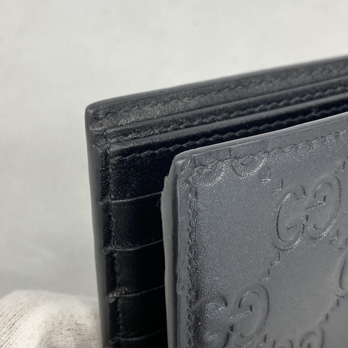 5oe5693】グッチ 財布 グッチシマ 850177 レザー ブラック シルバー