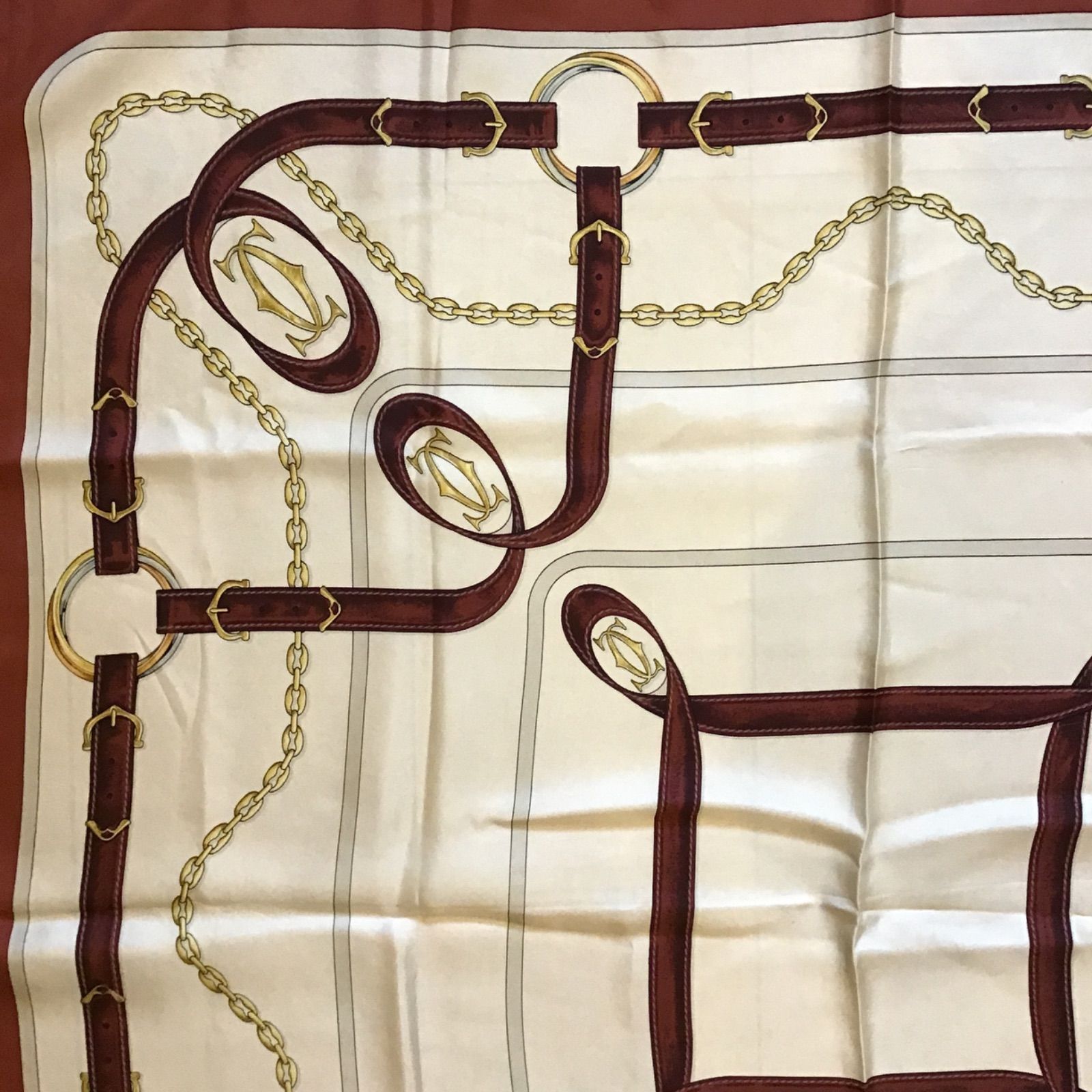 カルティエ mast de Cartier シルクスカーフ チェーン ベルト 大判