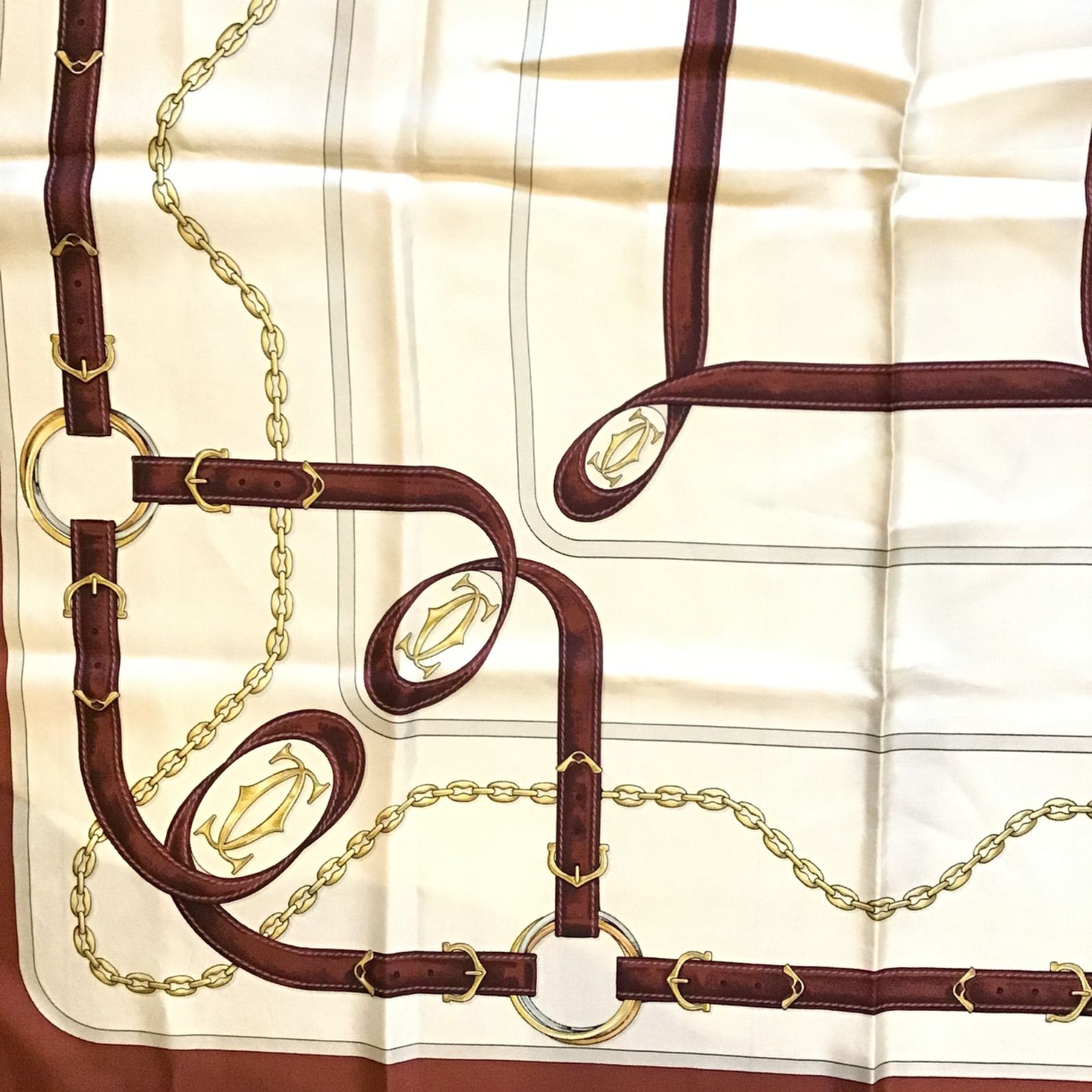 カルティエ スカーフ mast de Cartier シルク チェーン ベルト 大判