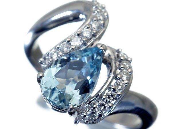 ジュエリー極】涙の煌き！良質天然アクアマリン1.31ct＆ダイヤモンド