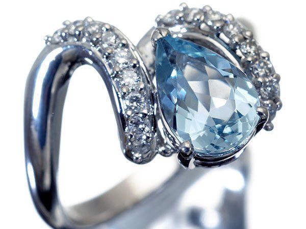 ジュエリー極】涙の煌き！良質天然アクアマリン1.31ct＆ダイヤモンド