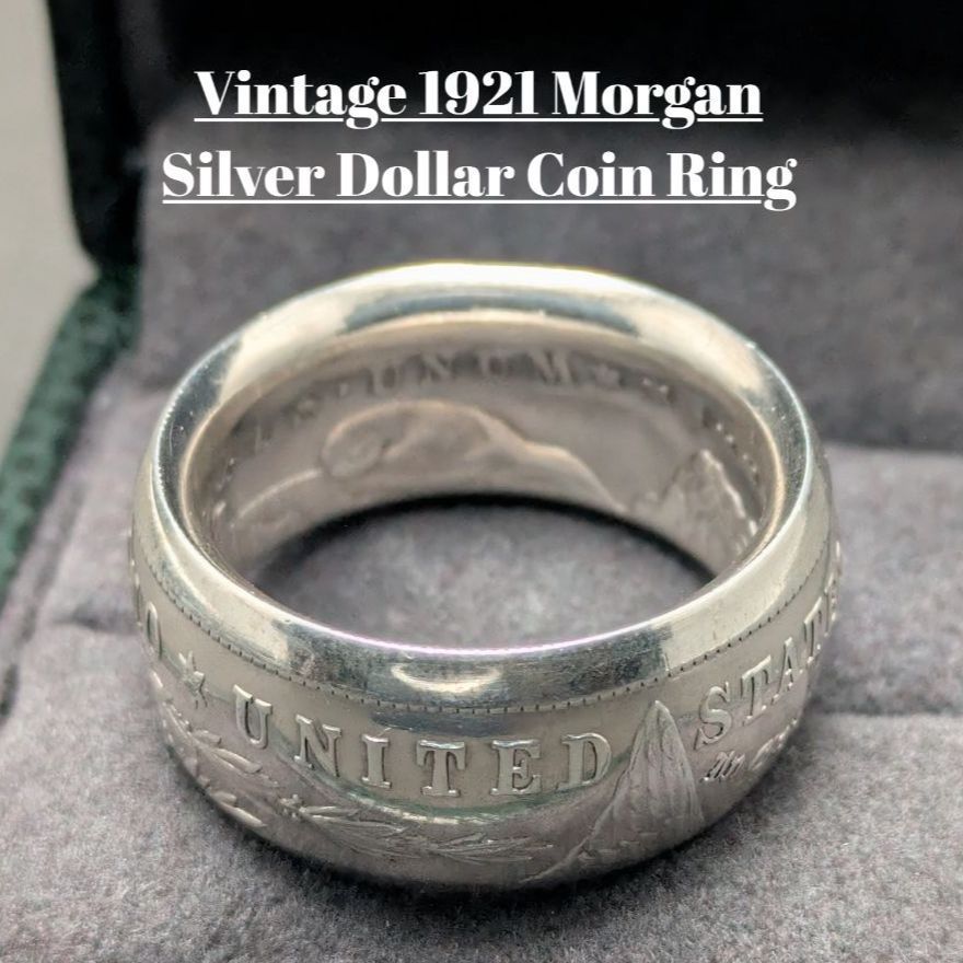 銀貨 モルガンダラー 1921年 アメリカ リング 極太 1921年 USA 1ドル銀貨 コインリング 25.5号 20.5g アメリカ モルガン