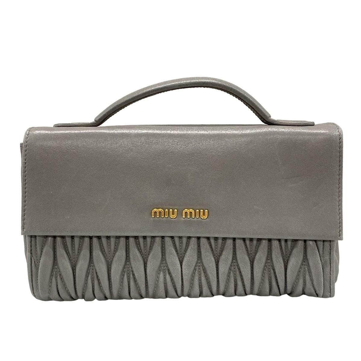 miumiu(ミュウミュウ) 財布 マテラッセ ダークグレー ハンドル付き