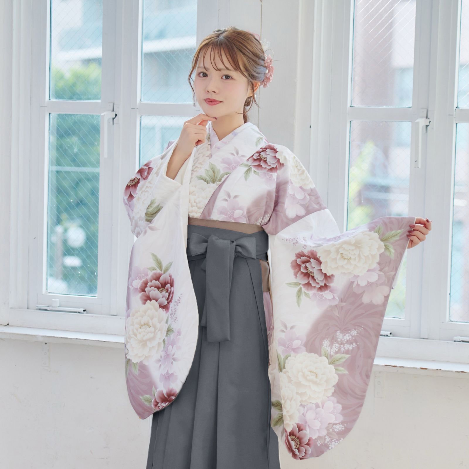 袴4点セット 卒業式 小学生 大学生 はかま 袴セット レディース 93 WWH GR