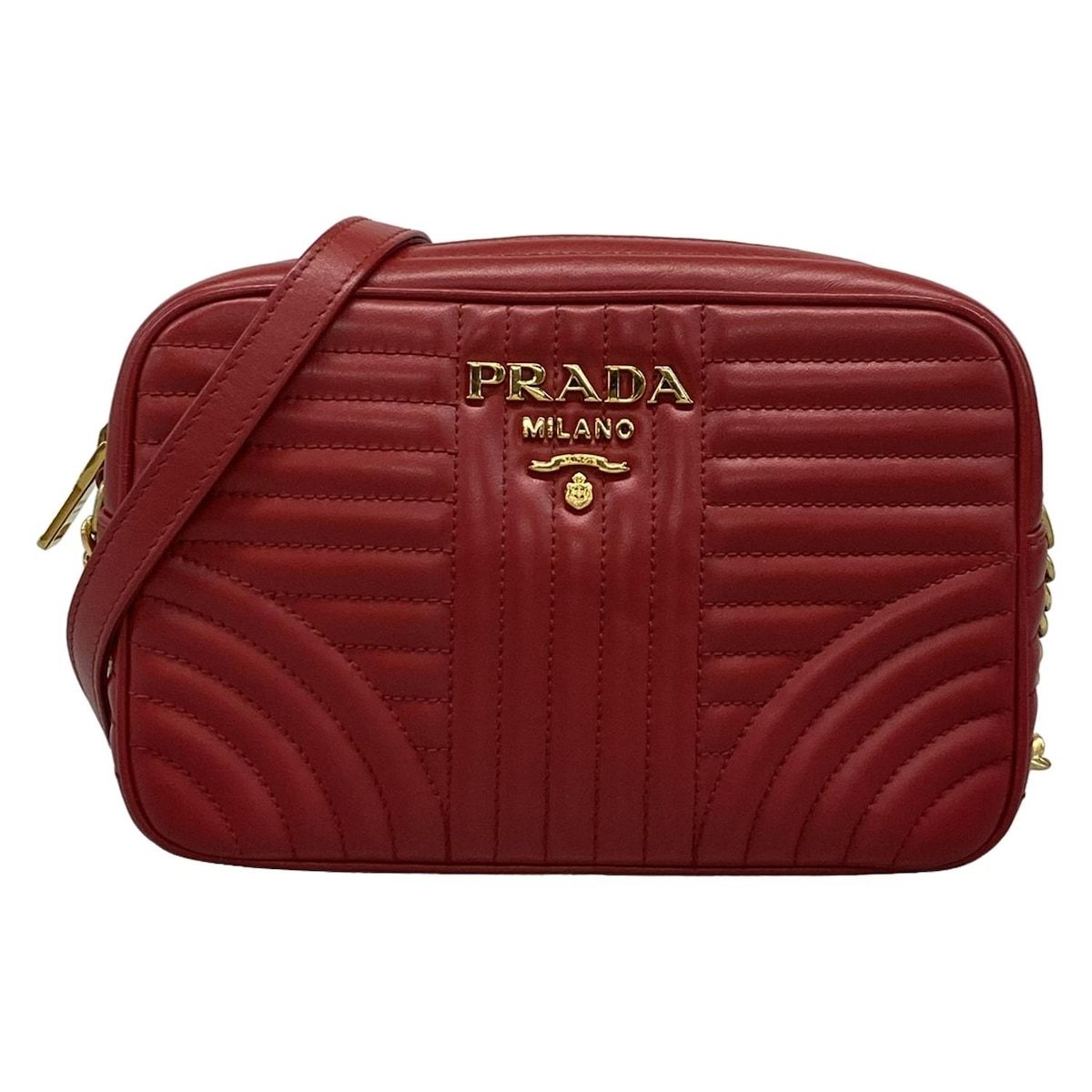 PRADA ショルダーバッグ ダイアグラム　レッド PRADA(プラダ) ショルダーバッグ ダイアグラム レッド チェーン
