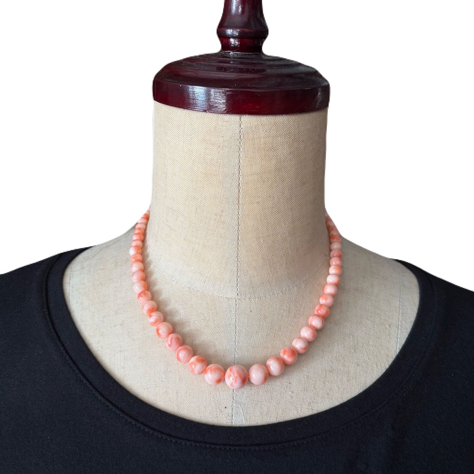 希少天然桃珊瑚ネックレス 44cm 5〜11mm 上質色合い - メルカリ